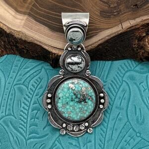 SOLID TREASURES Kendria Thompson 999 & 925 Silver Whitewater Turquoise Pendant